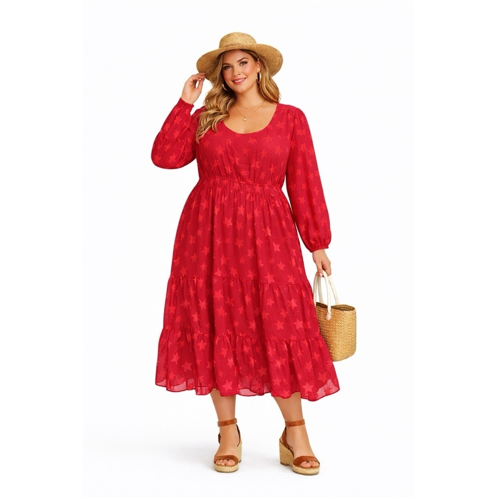 TORRID Magenta Star Print Midi Dress